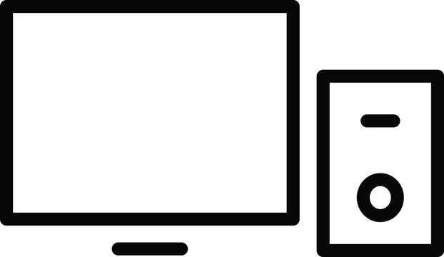 Desktop computer monitor and cpu black