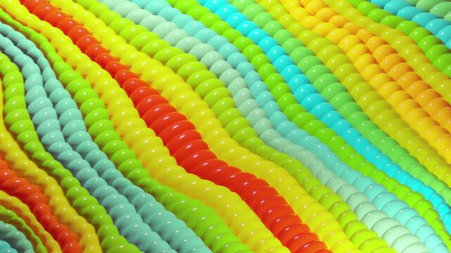 Hypnotic seamless loop of undulating rhythmic shapes. Abstract motion of flowing organic elements, creating a mesmerizing visual experience for stage backgrounds and modern event displays.