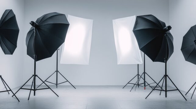Professional Photography Studio Lighting Equipment Setup.