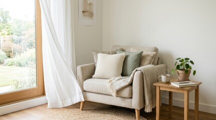 Fototapeta premium Cozy living room with comfortable furniture.