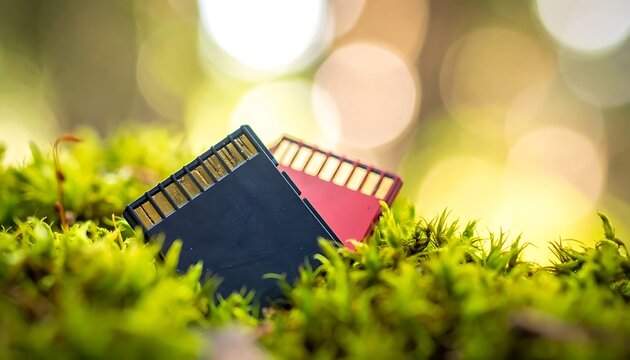 Memory cards in moss