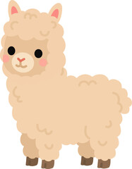 Fototapeta premium Cute Fluffy Alpaca Flat Vector Illustration