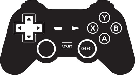 Black gaming controller, video game remote, controller icon, gamepad symbol © MF