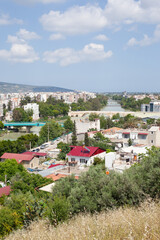 Obraz premium High Angle View Of Silifke Residential Area And Göksu River Bridges