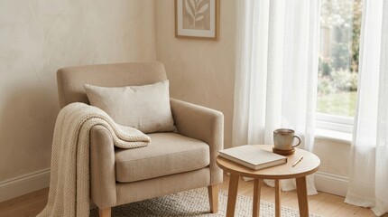 Fototapeta premium Cozy living room interior with chair.