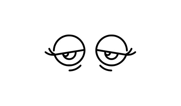 Sleepy Eyes Icon Drowsy Expression Outline Vector Illustration