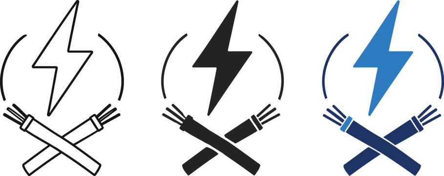 Electrical Cable and Lightning Bolt Vector Electrician Logo