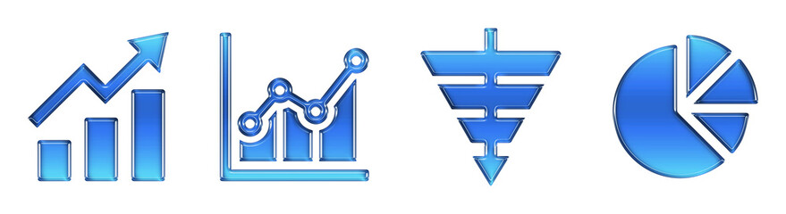 Business Data Analytics 3D Glossy Gradient Icons Set. Transparent PNG © artiq