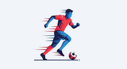 Obraz premium Energetic Soccer Athlete Sprinting with Ball, Dynamic Sport Action