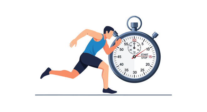 Man Running Next to Stopwatch.