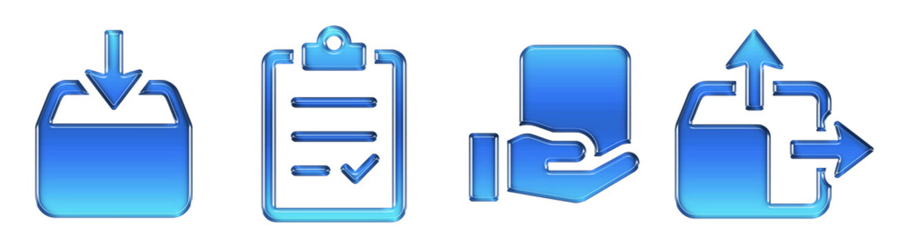 Download Clipboard Hand Export 3D Glossy Gradient Icons Set.Transparent PNG