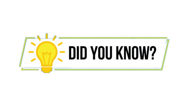Bright yellow light bulb icon used for a did you know creative information graphic design element