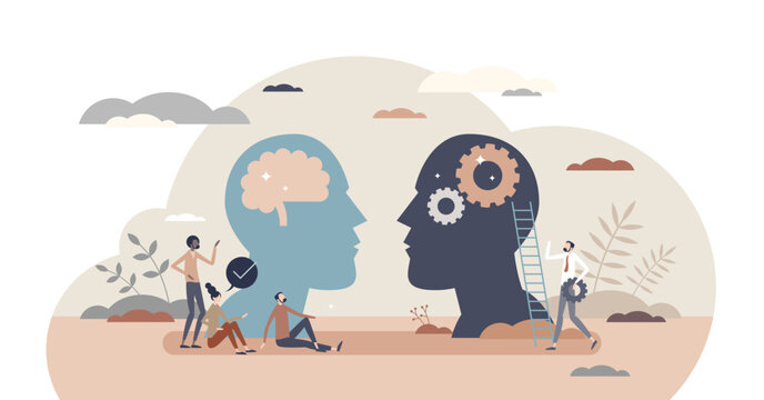 Linguistics as language or communication scientific study tiny person concept, transparent background.