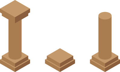 Naklejka premium vector illustration of a stone pillar in a minimalist isometric style