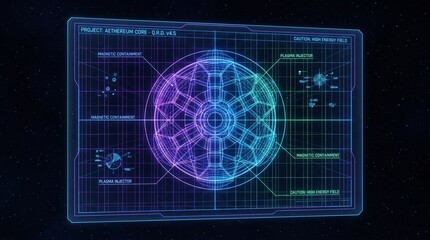 Naklejka premium Futuristic Digital Interface Displaying Data Analysis and Information.