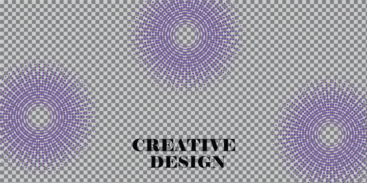 A creative design scene featuring intricate purple patterns on a grey and white checkered background with the words creative design prominently displayed.