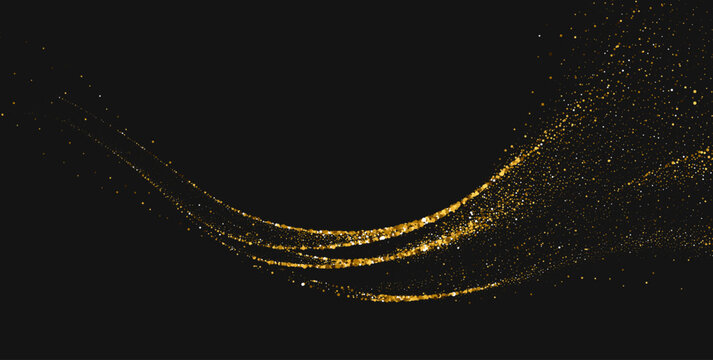 Abstract Gold motion light glow effect. Magic shiny line.