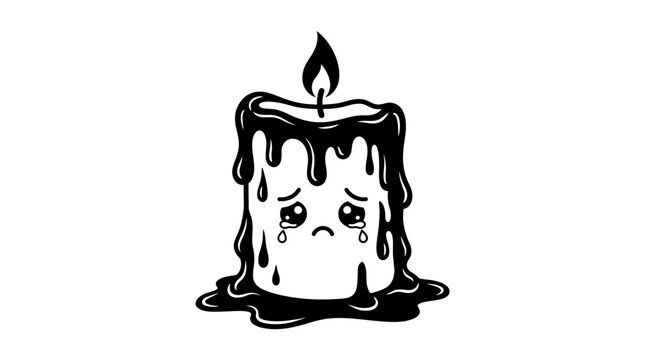 Sad Melting Candle Halloween Art