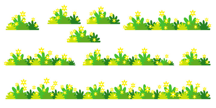 Green grass illustration with flat graphics. Green grass illustration, sustainable grass nature, grass design in cartoon style.