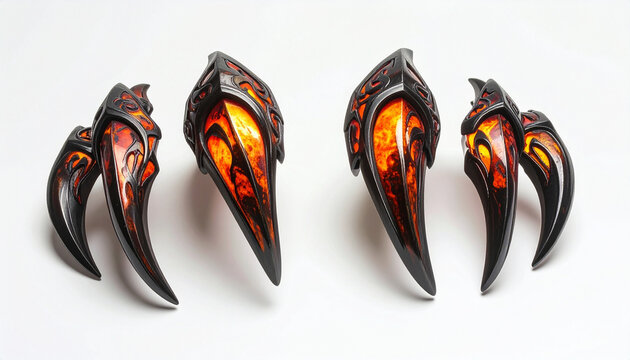 Fiery claw gloves dark fantasy ornate glowing
