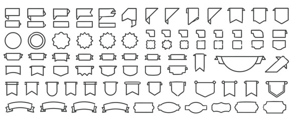 Fototapeta premium Banners Labels Ribbons and Badges Outline Icon Web Vector Collection for Design and Decoration. Illustration eps10.