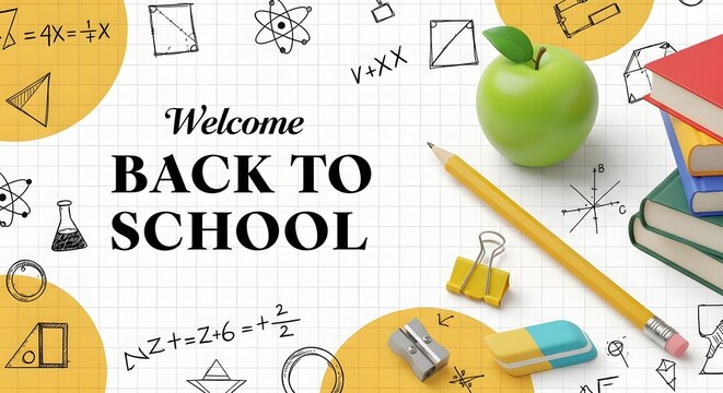 Welcome back to school background with stationery