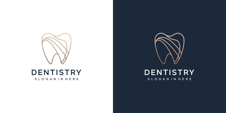 Dental care tooth icons with clean healthy smile symbols modern, creative dentistry clinic branding design vector illustration