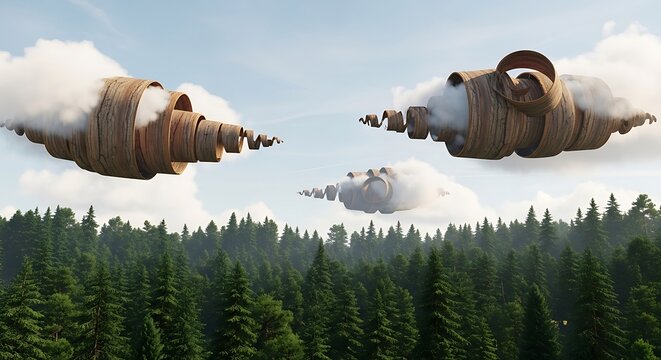 Steam locomotive pulling freight train through forest.