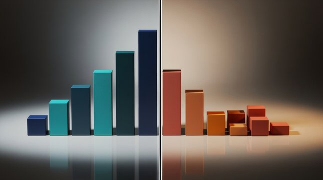 Bar Chart Contrasting Growth and Decline with Colorful Blocks