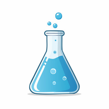 Erlenmeyer Flask with Blue Liquid and Bubbles