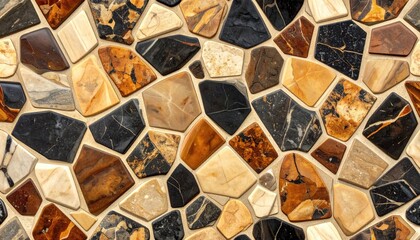 Fototapeta premium Abstract Mosaic Pattern of Irregularly Shaped Natural Stone Tiles.