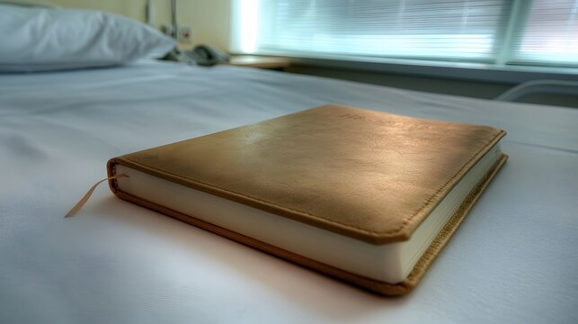 A stack of journals and a soft pillow resting on a surface bathed in diffused natural light