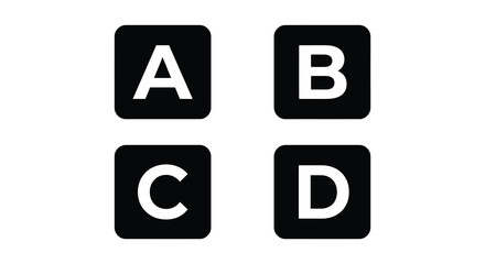 alphabet letters a b c d in black squares silhouette icon graphic design symbol typeface font © Mithon