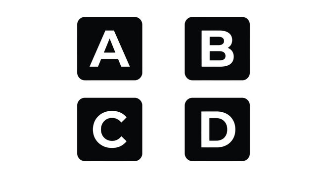 alphabet letters a b c d in black squares silhouette icon graphic design symbol typeface font