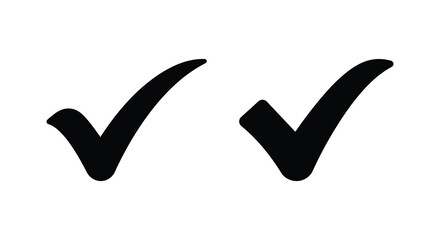 checkmark symbols in black silhouette symbol tick mark sign white background icon graphic simple minimalist design © Mithon