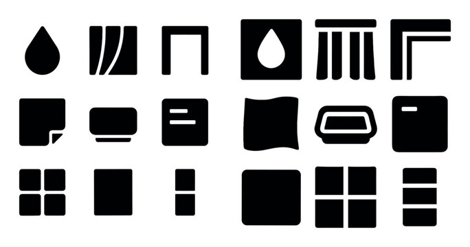 Office and stationery design icons with paper, sticky note and window for infographic design in minimal solid style