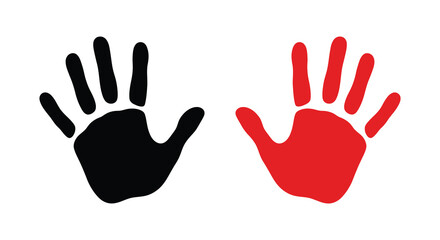 Obraz premium black and red hand silhouettes on white background silhouette contrast gesture symbol icon sign human body