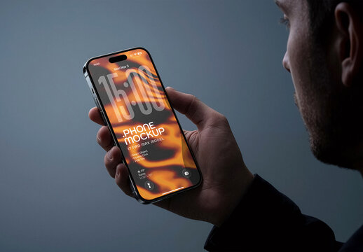 POV Phone Mockup Held In Hand By A Person