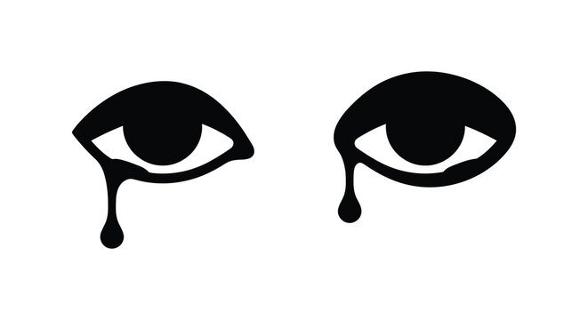 tearful eyes depicted in black silhouette tears emotional expression face sadness grief human emotion visual art
