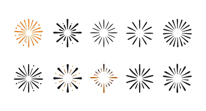 minimalist, black-and-white icon of a firework burst