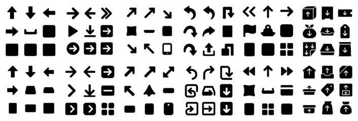 Fototapeta premium Navigation and control concept icons with arrow square upload for dashboard interface in bold vector art