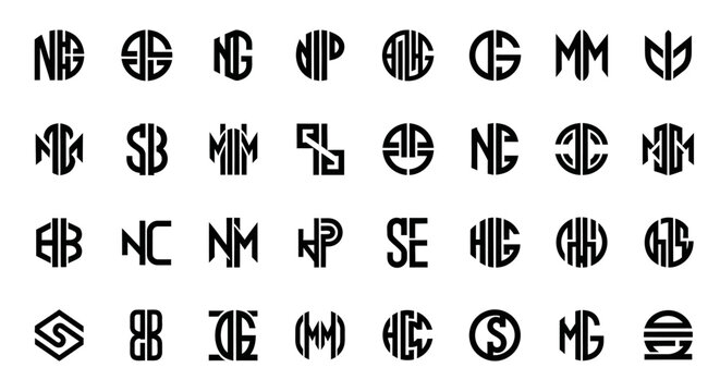 Monogram Logo Designs Collection, Circular and Geometric Letter Combinations, Branding Elements
