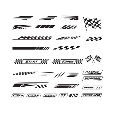 Motorsport-themed vector decal collection