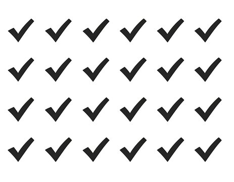 A grid of 20 black checkmarks on a white background