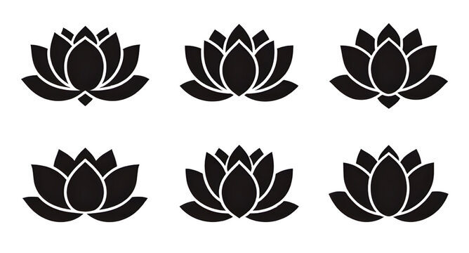 blacklotusicon, lotusicon, lotusflower, spiritual, sacred, meditation, buddhist, yoga, zen, enlightenment, purity, mindfulness, serenity, calm, nature, floral, flower, black, silhouette, lineicon, vec