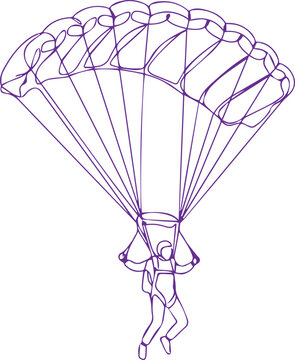 Person skydiving with an open parachute Vector, illustration