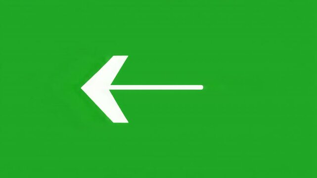 Animated white arrow pointing left on a green screen background for video editing