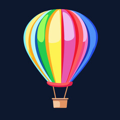 Fototapeta premium Colorful hot air balloon floating with vibrant rainbow pattern in the sky