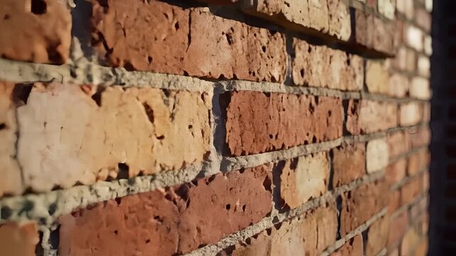 Closeup of an old weathered brick wall texture with visible mortar 1.