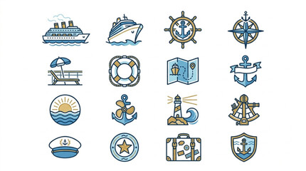 Obraz premium Nautical and Travel-Themed Icons
